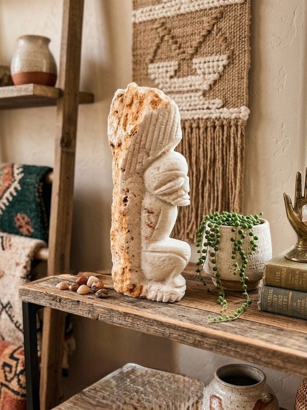 Taíno Hand Carved Stalactite Zemi Statue Stalagmite Carving Folk Art Primitive